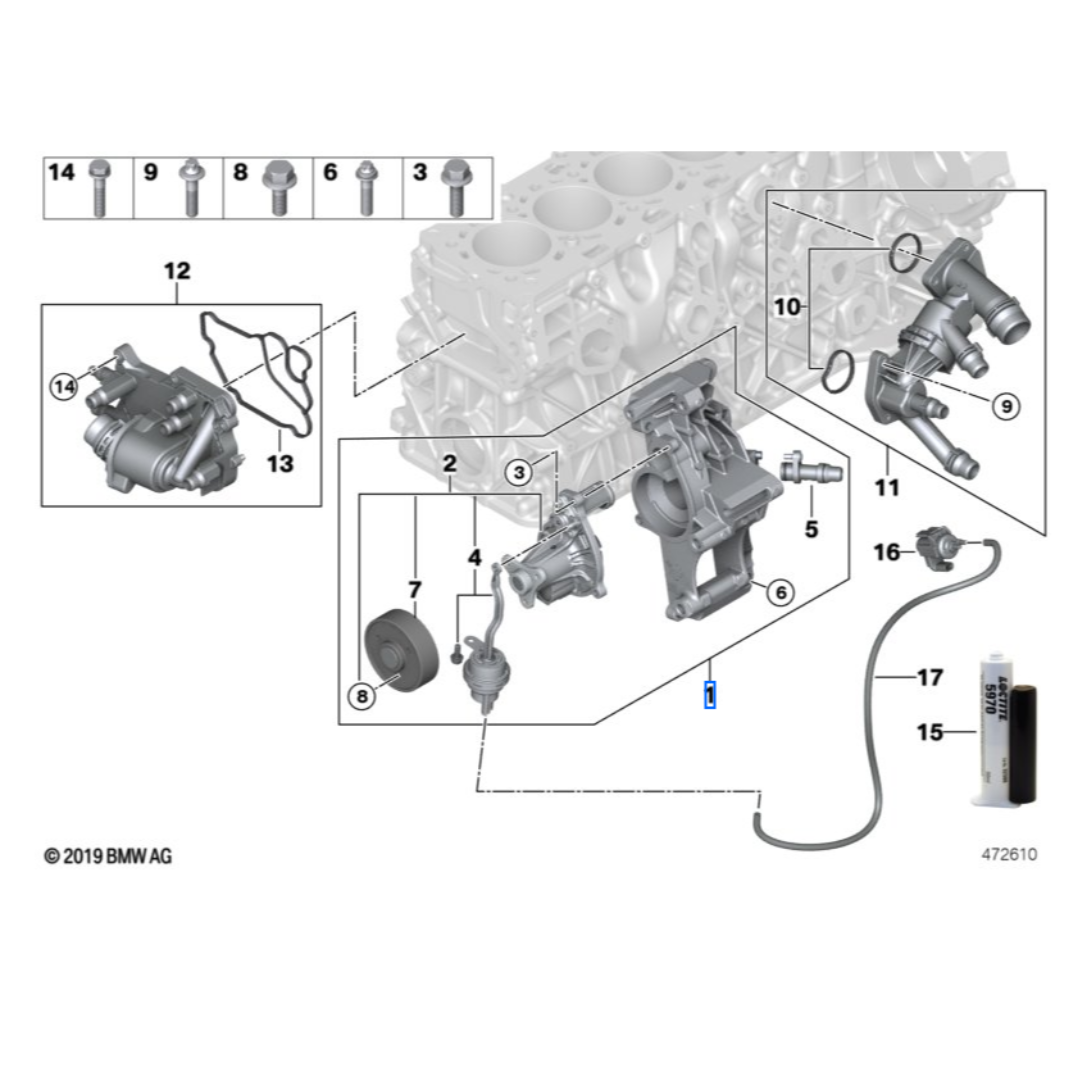 Kühlmittelpumpe mit Träger